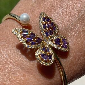 14K Gold Plated Sequins Butterfly Bangle